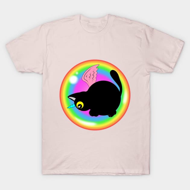 Kitty in rainbow bubble T-Shirt by MelanieJeyakkumar